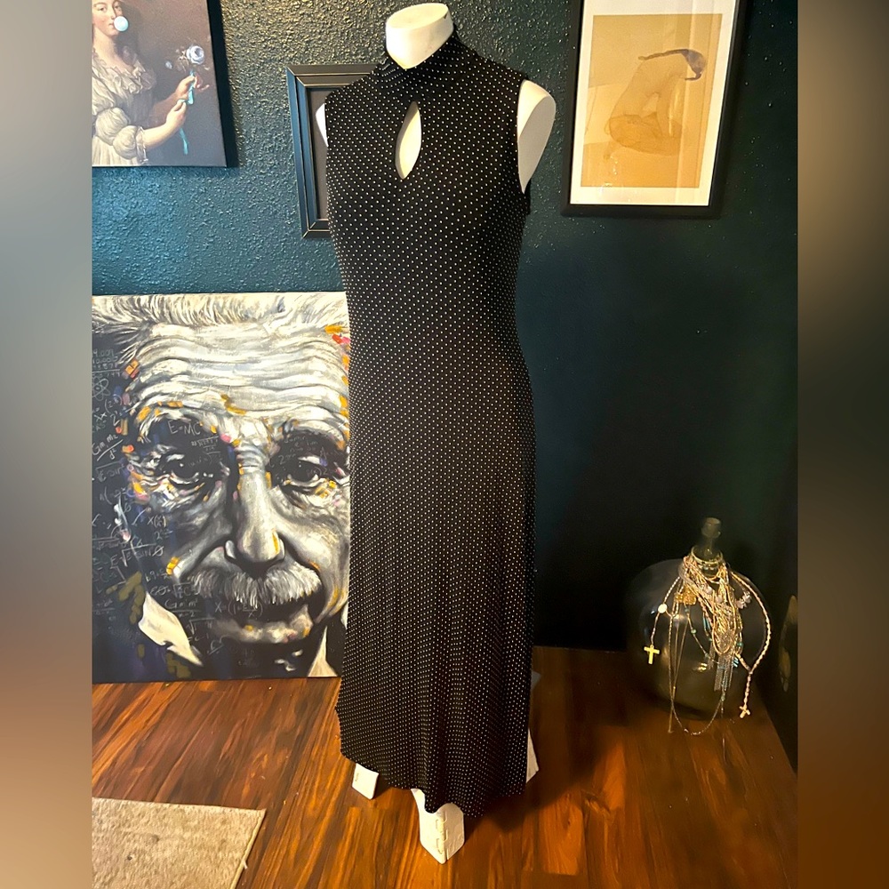 Polka Dot Keyhole Neck Dress